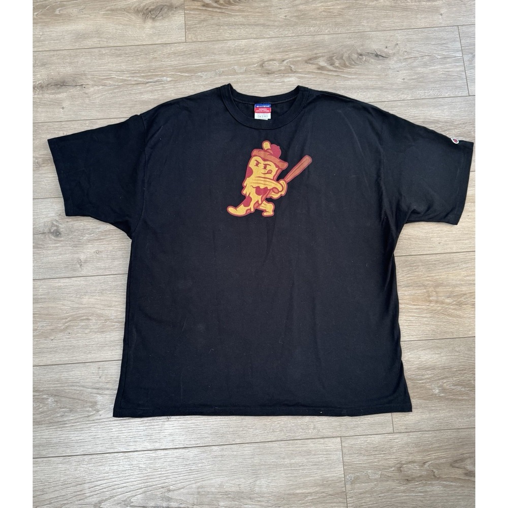 Y2k 2000s Champion Fightin Pizza Jumbo Slice Baseball Tshirt Size XL